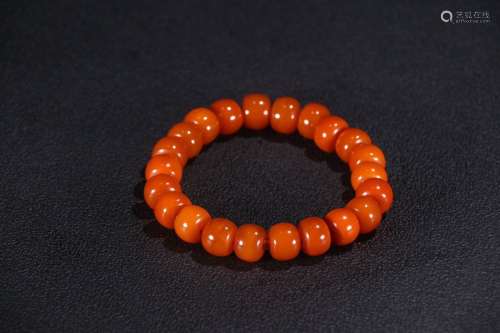 A Chinese Bracelet With Amber
