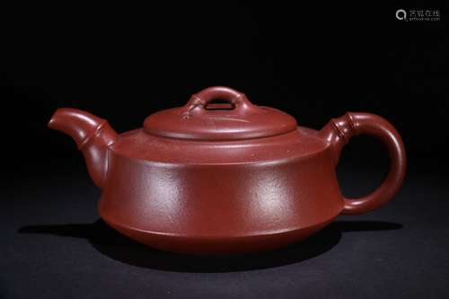 A Chinese Zisha Teapot With Bamboo Joint Pattern