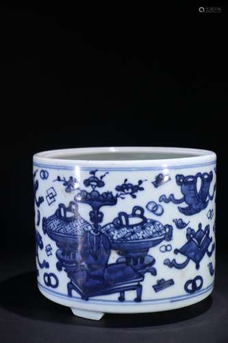 A Chinese Procelain Blue&White Brush Pot With Pattern