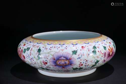 A Chinese Procelain Famille Rose Gilt Flower Pattern Brush Washer