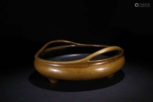 A Chinese Bronze Phoenix Carved Ear Censer