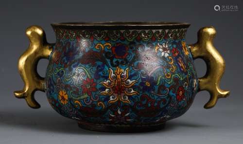 A Chinese Cloisonne Flower Pattern Censer