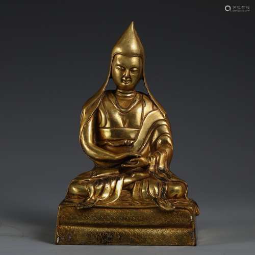 A Chinese Gilt Bronze Guru Buddha