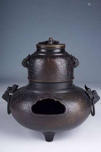 A Chinese Gilt Bronze Censer