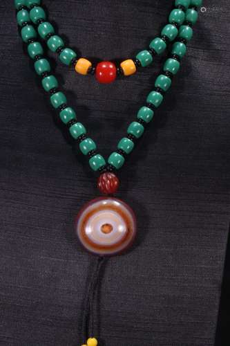 A Chinese Turquoise Stone Necklace