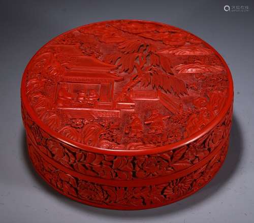 A Chinese Red Lacquerware Circle Box