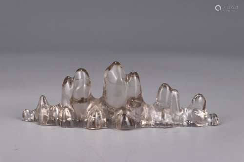 A Chinese Crystal Mountain Shaped Brush Holder