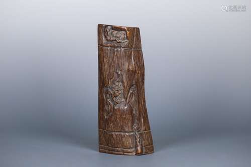 A Chinese Agarwood Arm Rest With Tree Pattern