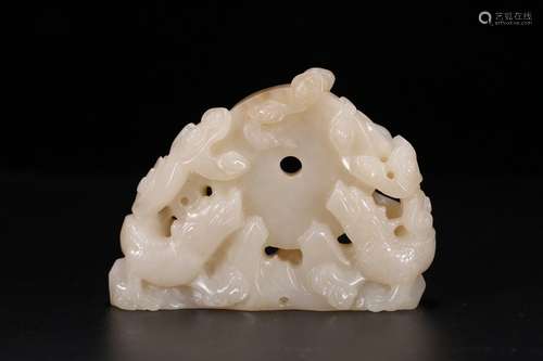 A Chinese Hetian Jade Dragon Carved Ornament