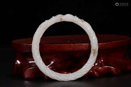 A Chinese Hetian Jade Bangle With Pattern