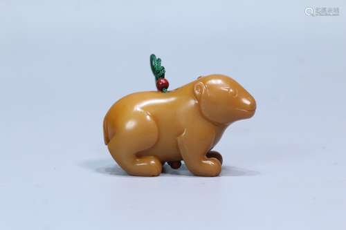 A Chinese Hetian Jade Beast Carved Ornament