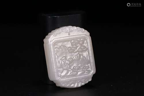 A Chinese Hetian Jade Story Carved Pendant