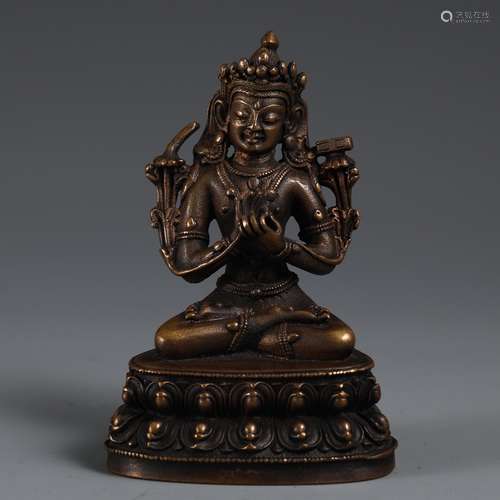 A Chinese Bronze Guanyin Statue