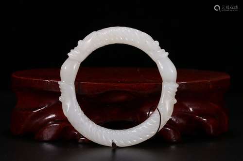 A Chinese Hetian Jade Bangle With Pattern