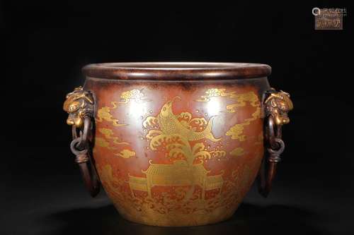 A Chinese Bronze Jar With Dragon Pattern