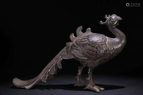 A Chinese Bronze Phoenix Carved Ornament