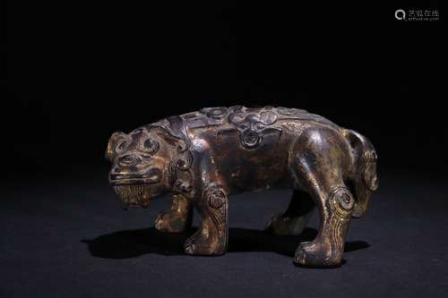 A Chinese Bronze Beast Carved Ornament