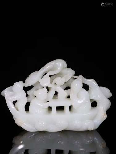 A Chinese Hetian Jade Story Carved Ornament