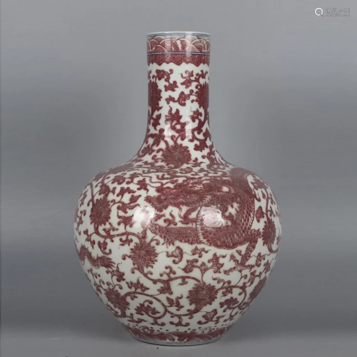 ANCIENT CHINESE,RED GLAZED VASE