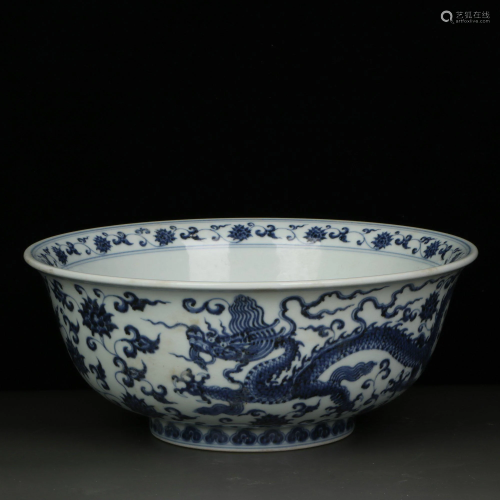 ANCIENT CHINESE,BLUE AND WHITE BOWL