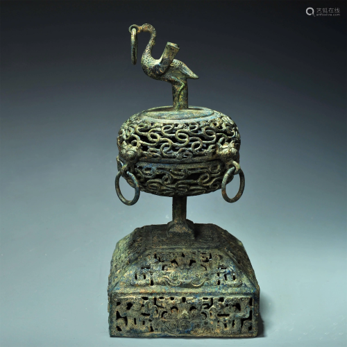 ANCIENT CHINESE,BRONZE HOLLOW CENSER