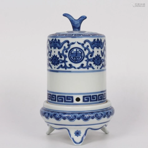 ANCIENT CHINESE,BLUE AND WHITE CENSER