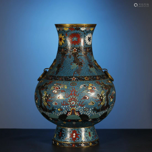 MING DYNASTY,GILT-BRONZE CLOISONNE ENAMEL VASE