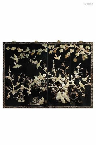 ANCIENT CHINESE,LACQUER WARE SHELL-INSET WOOD SCREEN