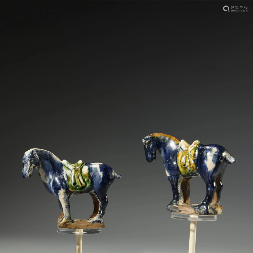 ANCIENT CHINESE,A PAIR OF SANCAI-GLAZED POTTERY HORSE