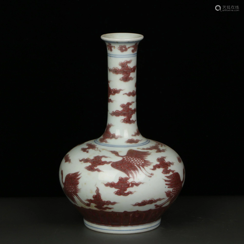 ANCIENT CHINESE,COPPER-RED GLAZED VASE