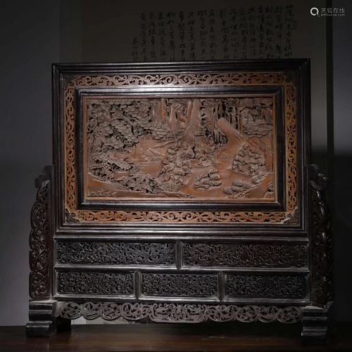 ANCIENT CHINESE,WOOD CARVING SCREEN