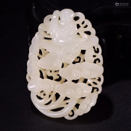 ANCIENT CHINESE,WHITE JADE CARVING JADE PENDANT
