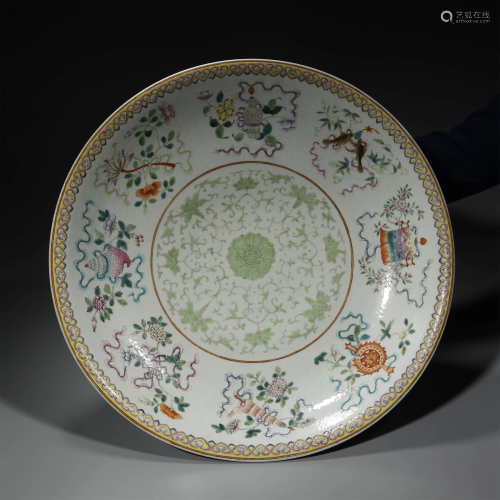 ANCIENT CHINESE,FAMILLE-ROSE BIG DISH
