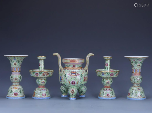 ANCIENT CHINESE,A SET OF FAMILLE-ROSE CANDLESTICK