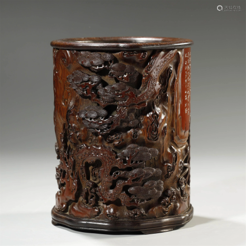 ANCIENT CHINESE,BAMBOO CARVING BRUSH POT