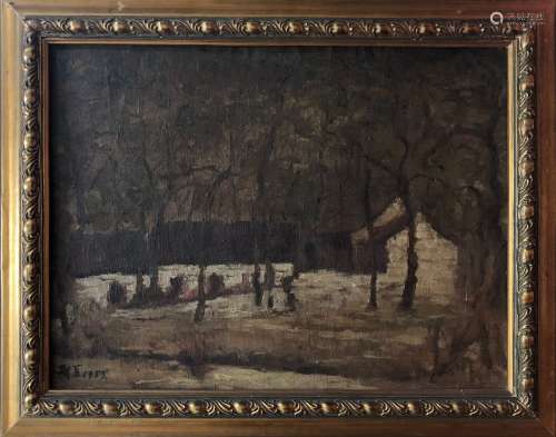 吕斯百 1953 风景  布面油画 框