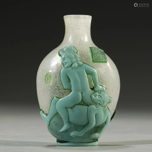 ANCIENT CHINESE,ENAMELLED GLASS SNUFF BOTTLE