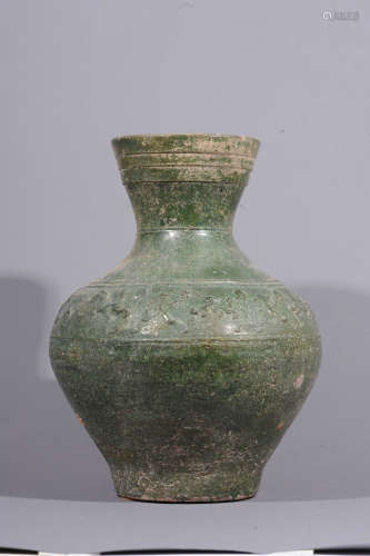 漢 綠釉獸紋壺