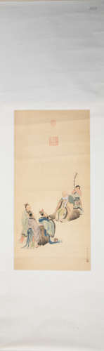 Qing dynasty Gu jianlongi's figure painting