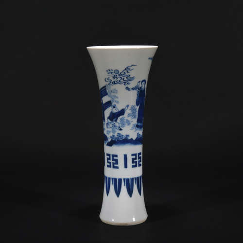 Ming dynasty blue-and-white figure vase with flowers