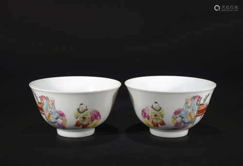 Qing dynasty pastel figure bowl