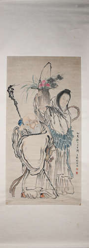 Qing dynasty Hu xigui's figure painting