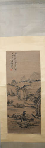 Qing dynasty Gu heqing's landscape painting