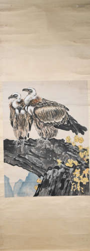 Modern Xu beihong's two-eagles painting