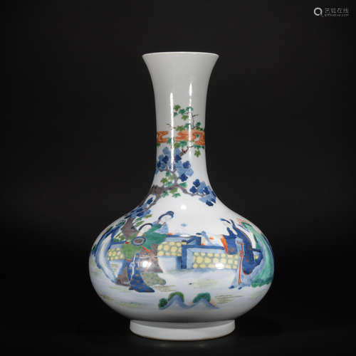 Qing dynasty blue-and-white pastel vase