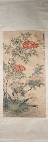 Qing dynasty Ju lian's flower painting