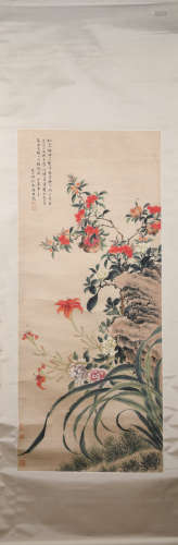 Qing dynasty Zhang xiong's flower painting