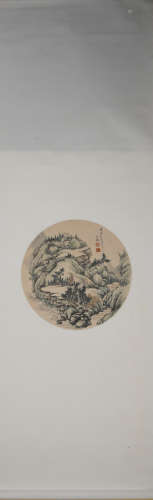 Qing dynasty Jin cheng's landscape circle painting