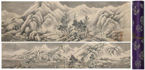 Qing dynasty He weipu's landscape hand scroll