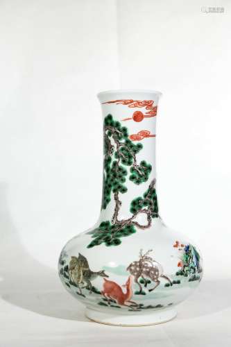 Chinese Mid Qing Dynasty Dou Cai Porcelain Bottle